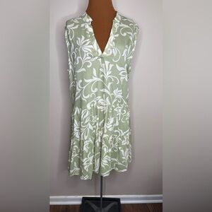 NWT Turks & Caicos Sleeveless Tiered Dress Green Floral Size XL